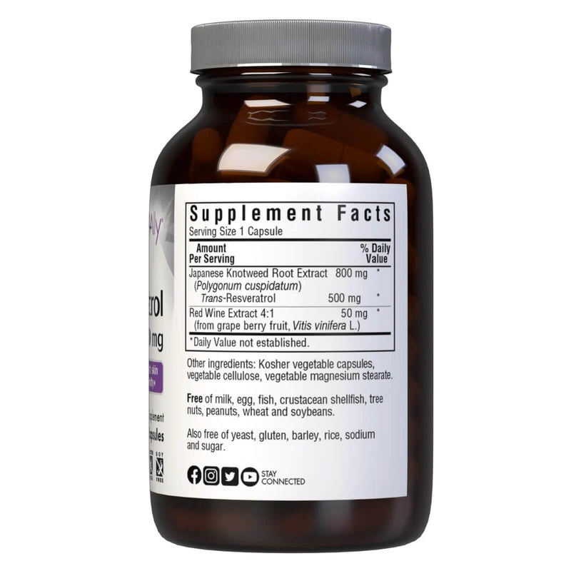 Bluebonnet Beautiful Ally Resveratrol 500 mg 60 Veg Capsules - DailyVita