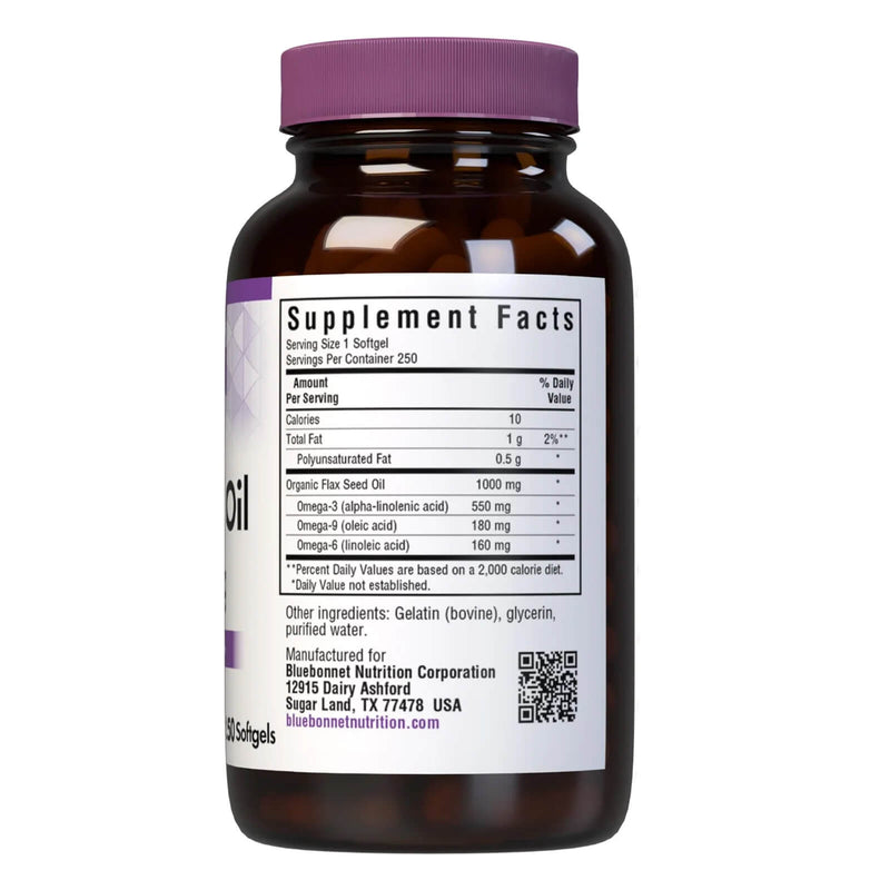 Bluebonnet Flax Seed Oil 1000 mg 250 Softgels - DailyVita