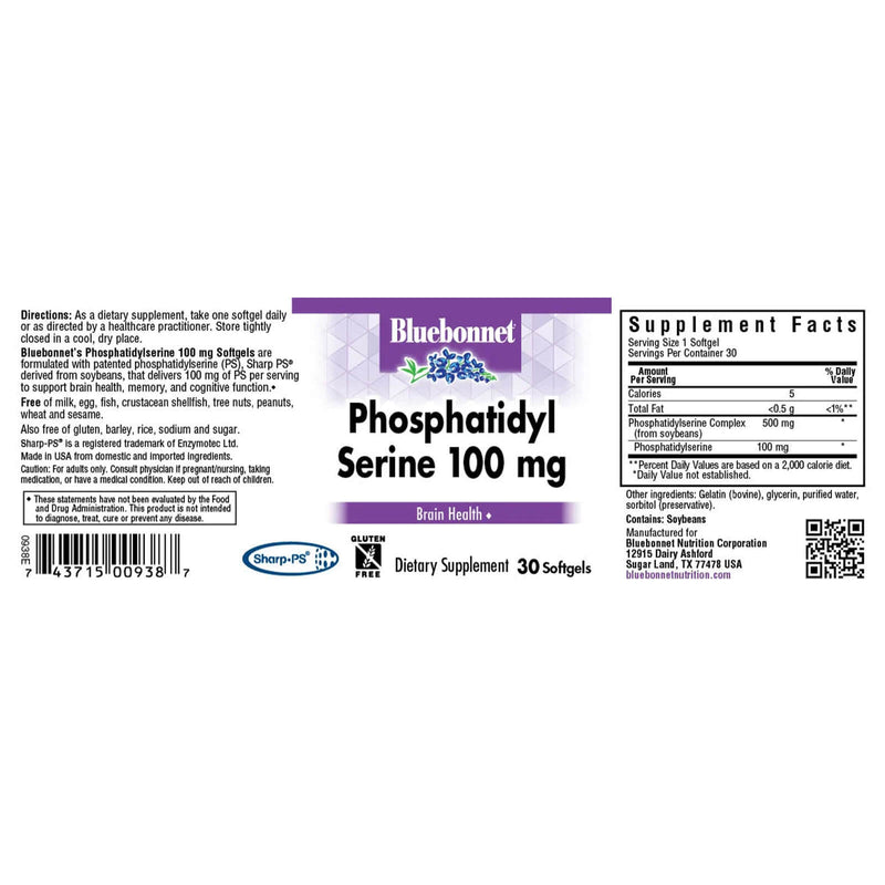 Bluebonnet Phosphatidyl Serine 100 mg 30 Softgels - DailyVita
