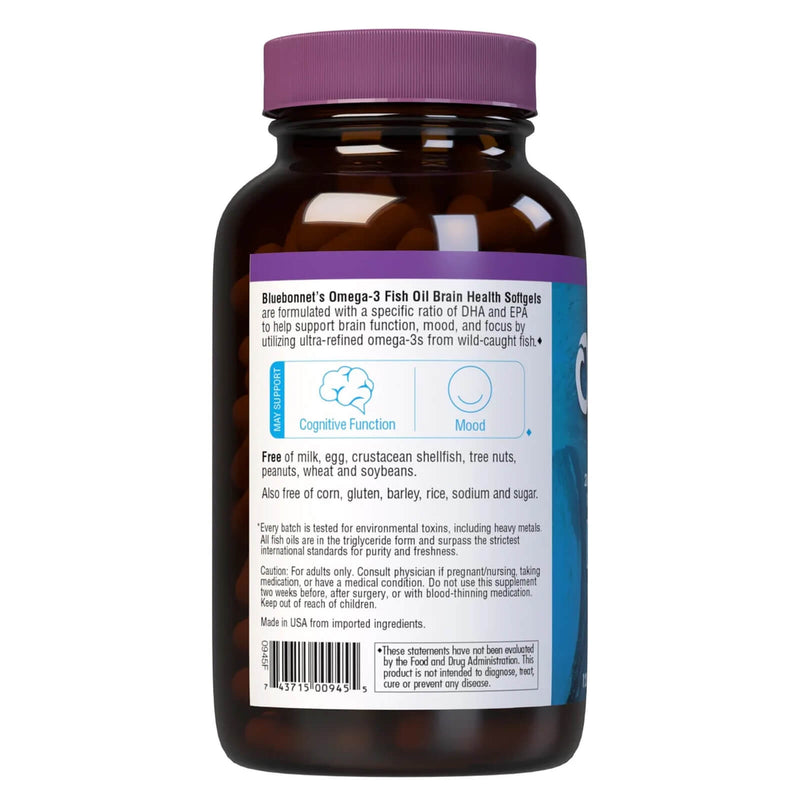 Bluebonnet Omega-3 Brain Formula 120 Softgels - DailyVita