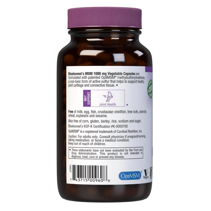 Bluebonnet MSM 1000 mg 120 Veg Capsules - DailyVita