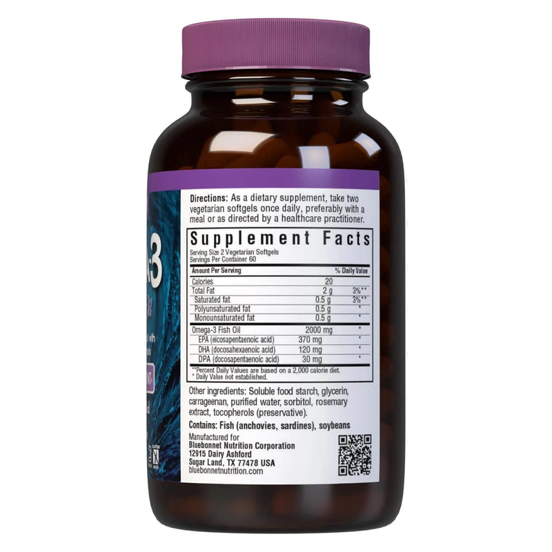 Bluebonnet Omega-3 Kosher Fish Oil 120 Softgels - DailyVita