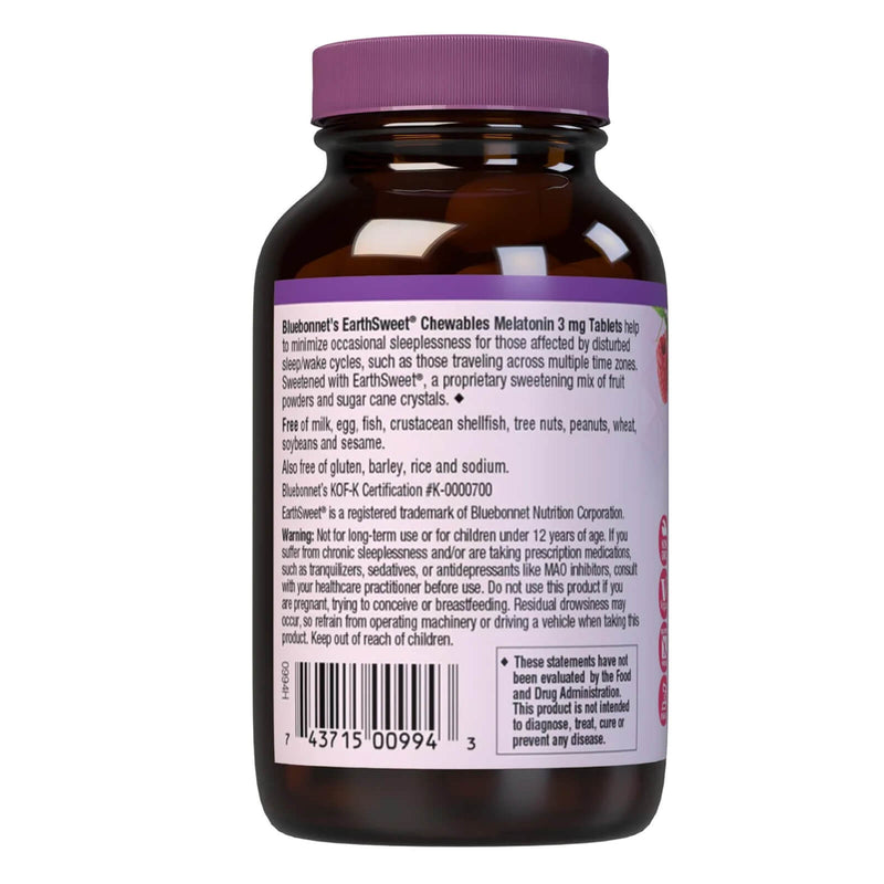 Bluebonnet Earthsweet Chewables Melatonin 3 mg Raspberry 120 Chewable - DailyVita
