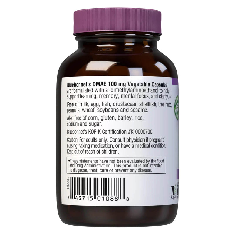 Bluebonnet Dmae 100 mg 50 Veg Capsules - DailyVita
