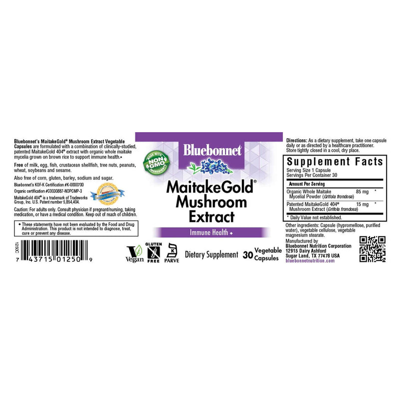 Bluebonnet Maitakegold Mushroom Extract 30 Veg Capsules - DailyVita
