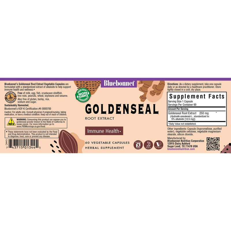 Bluebonnet Goldenseal Root Extract 60 Veg Capsules - DailyVita