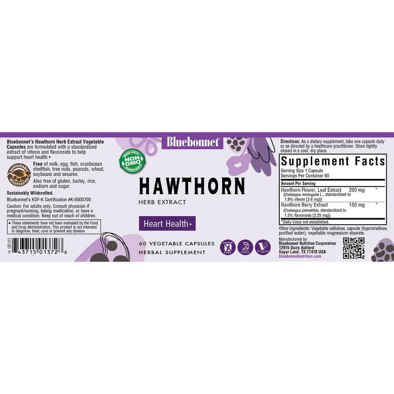 Bluebonnet Hawthorn Herb Extract 60 Veg Capsules - DailyVita