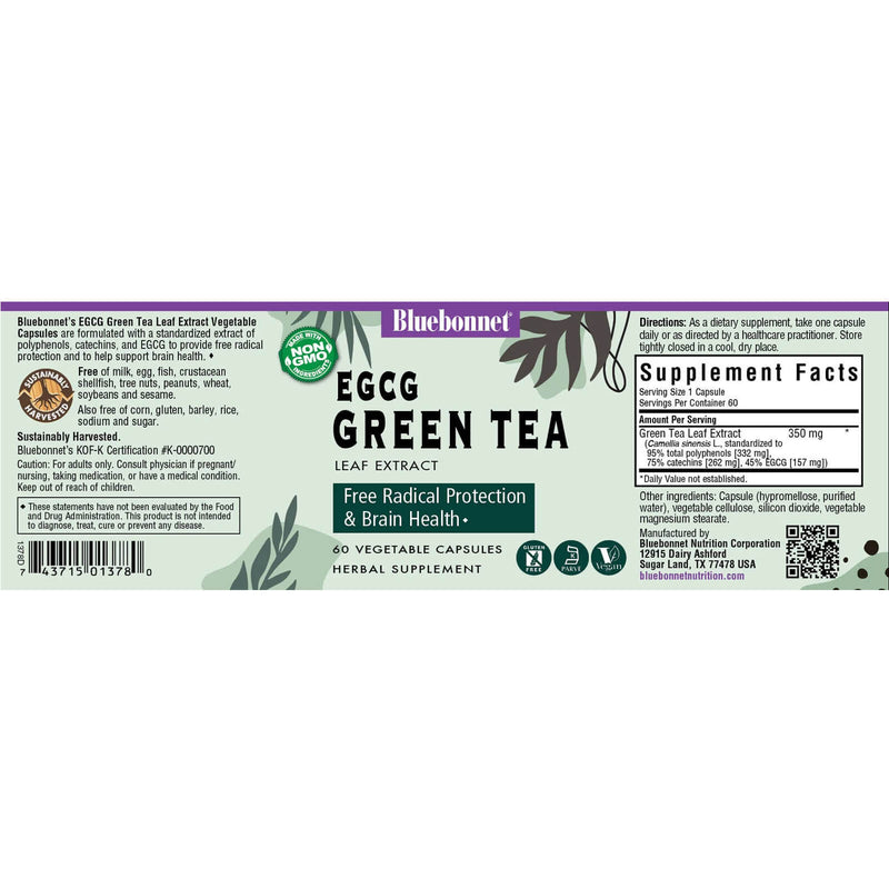 Bluebonnet Egcg Green Tea Leaf Extract 60 Veg Capsules - DailyVita