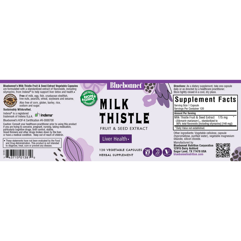 Bluebonnet Milk Thistle Fruit & Seed Extract 120 Veg Capsules - DailyVita