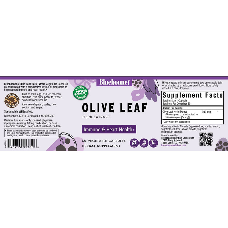 Bluebonnet Olive Leaf Extract 60 Veg Capsules - DailyVita