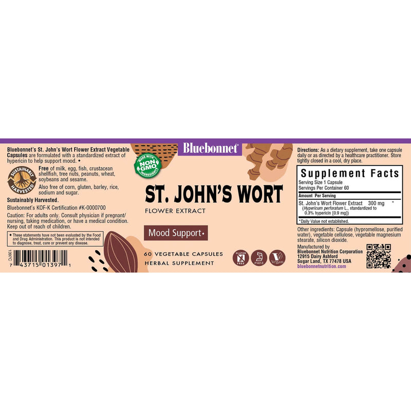 Bluebonnet St. John'S Wort Flower Extract 60 Veg Capsules - DailyVita