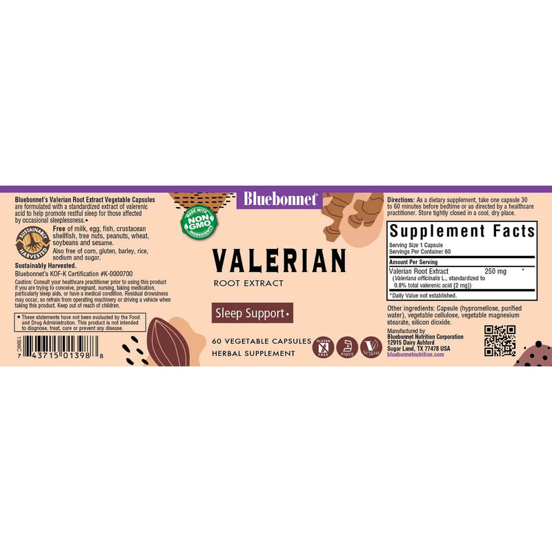 Bluebonnet Valerian Root Extract 60 Veg Capsules - DailyVita