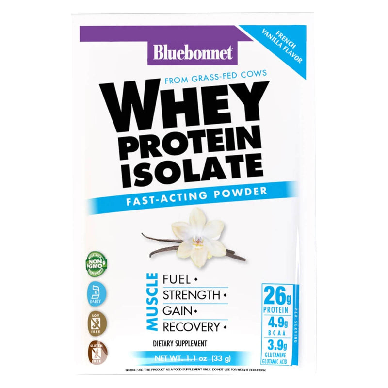 Bluebonnet Whey Protein Isolate Powder French Vanilla 8 Pack Box - DailyVita