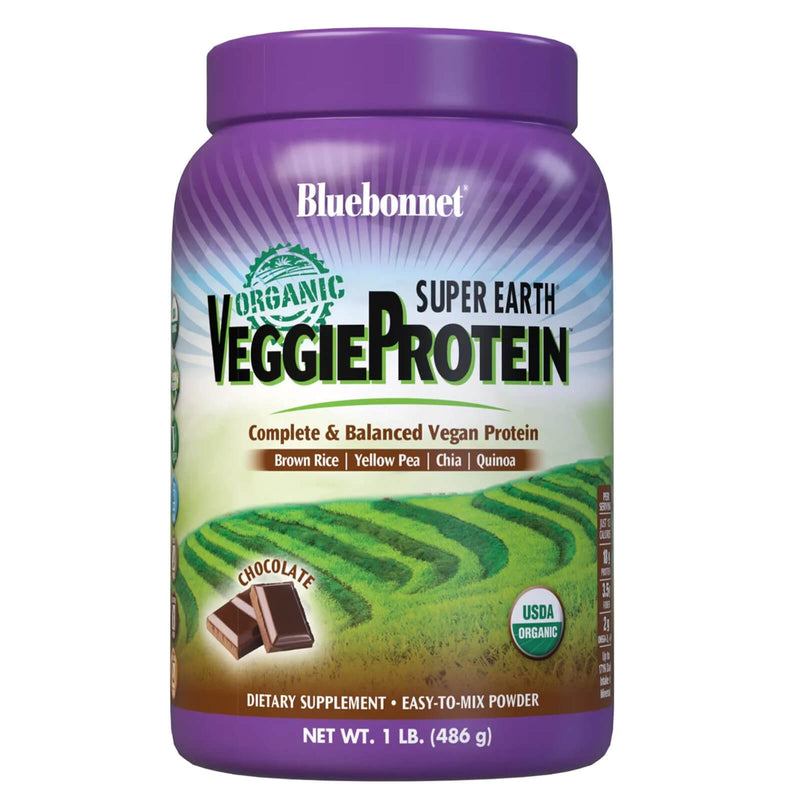 Bluebonnet Super Earth Organic Veggie Protein Powder Chocolate 1 lbs - DailyVita