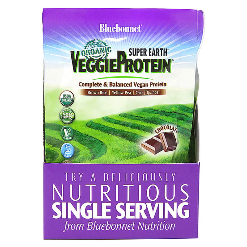 Bluebonnet Super Earth Organic Veggie Protein Powder Chocolate 8 Pack Box - DailyVita