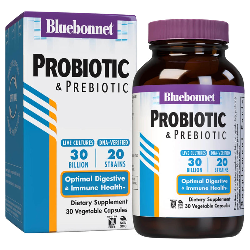 Bluebonnet Probiotic & Prebiotic 30 Billion Cfu 30 Veg Capsules - DailyVita