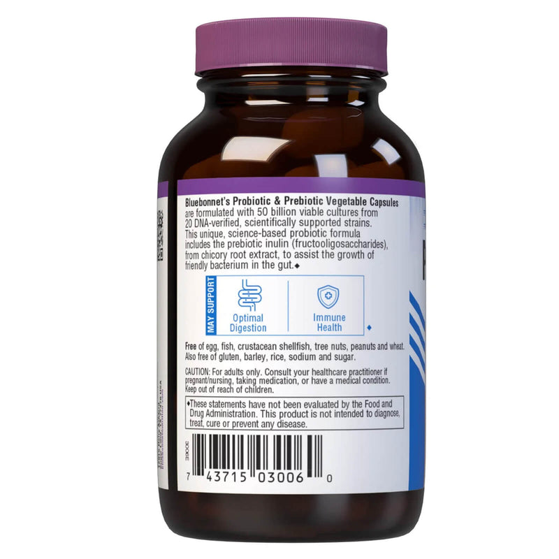 Bluebonnet Probiotic & Prebiotic 50 Billion Cfu 30 Veg Capsules - DailyVita