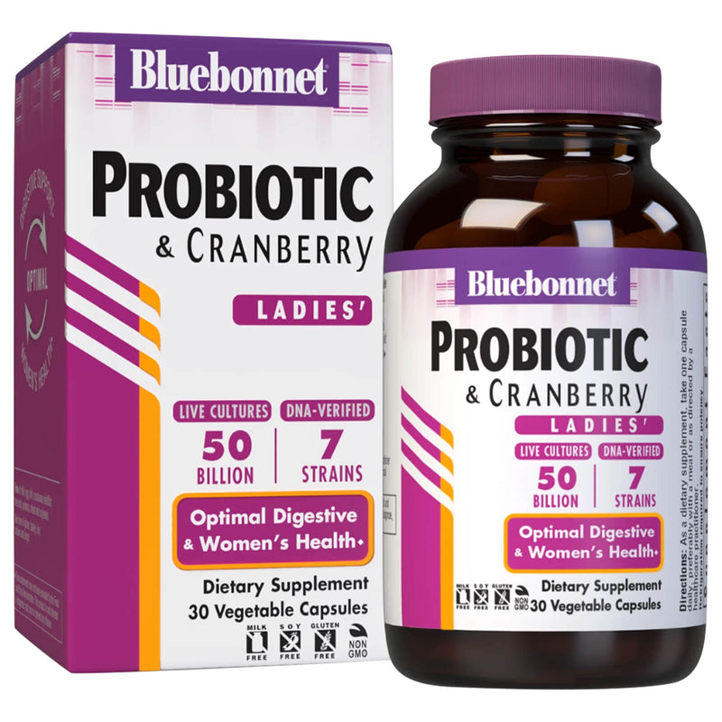 Bluebonnet Probiotic & Cranberry Ladies 50 Billion Cfu 30 Veg Capsules - DailyVita