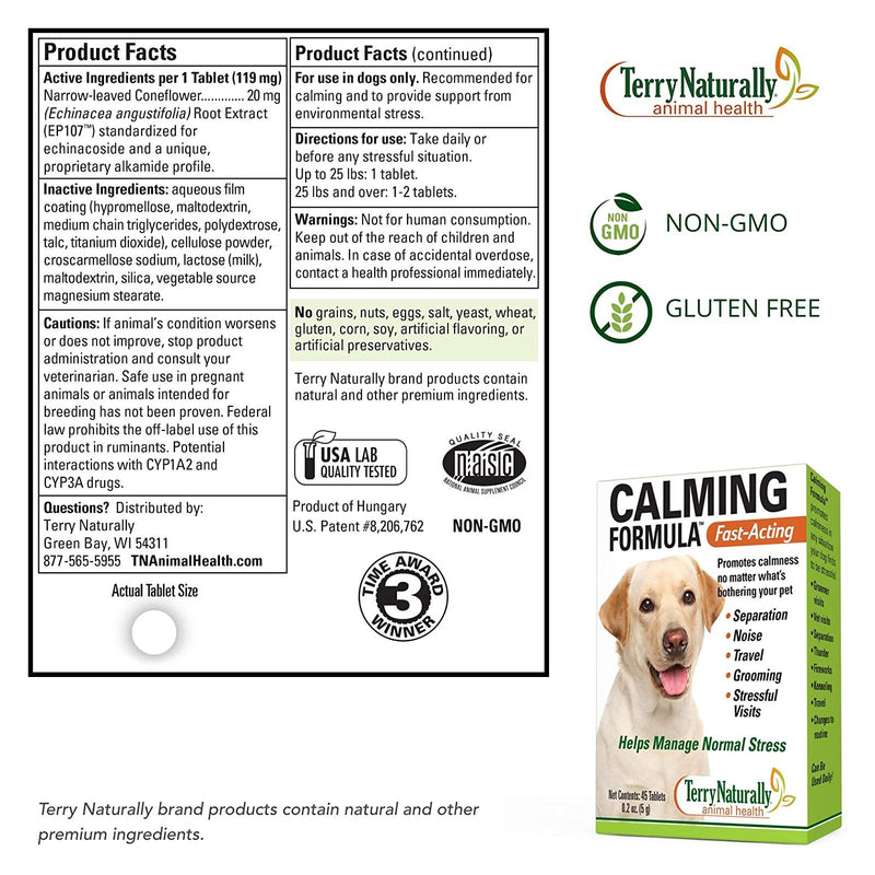 Terry Naturally Calming Formula 45 Tabs - CANINE for Dogs - DailyVita