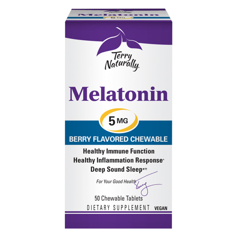 Terry Naturally Melatonin 5 mg Chewable - Berry Flavored NEW! 50 Chewable Tabs - DailyVita