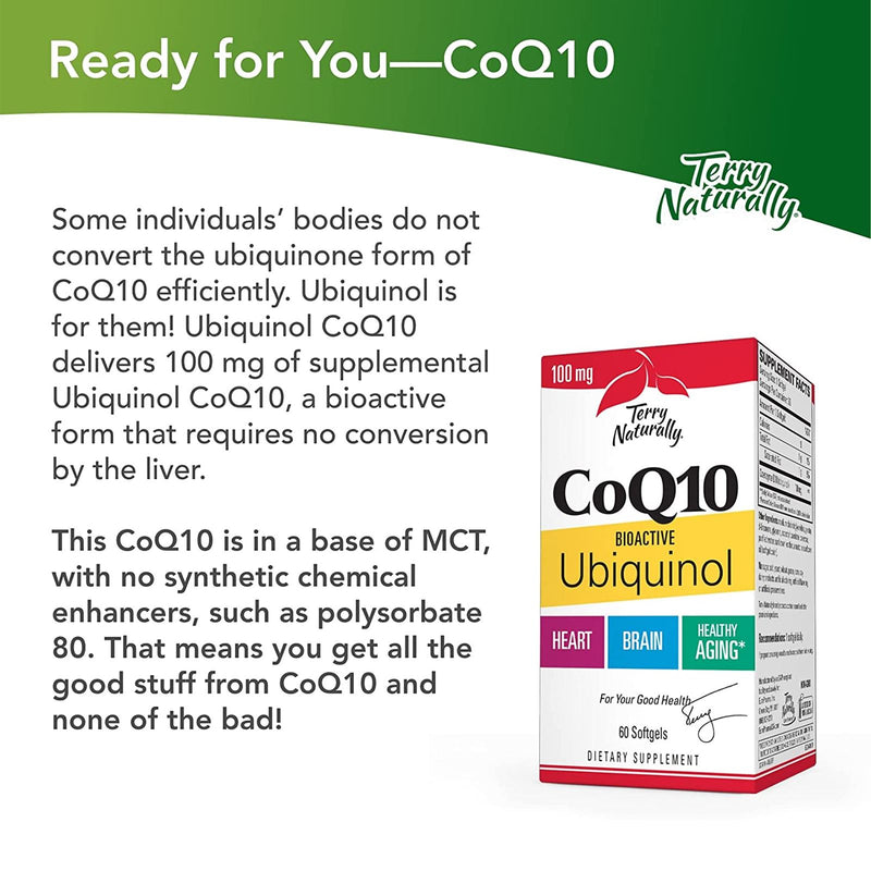 Terry Naturally CoQ10 Ubiquinol 100 mg 60 Softgels - DailyVita