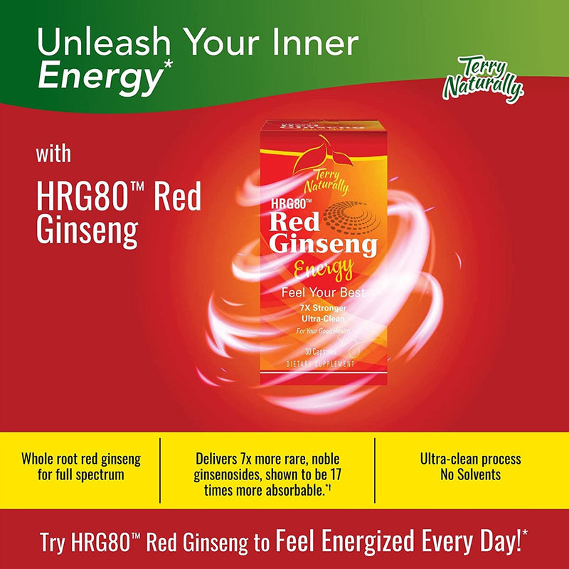Terry Naturally HRG80TM Red Ginseng Energy 30 Caps - DailyVita