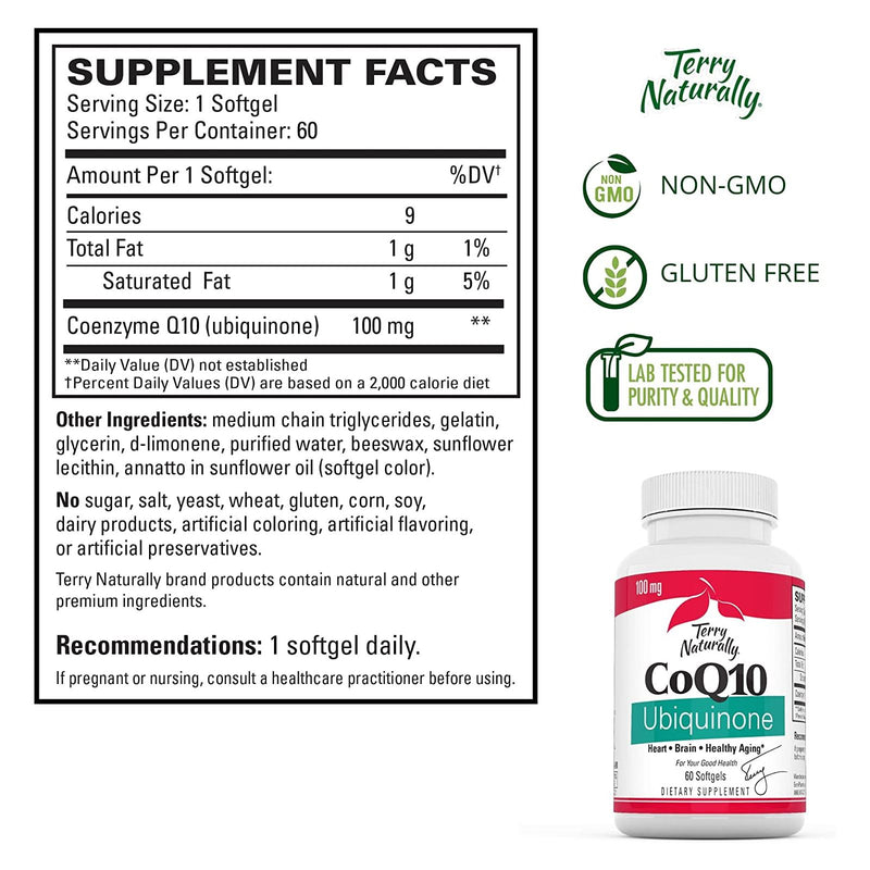 Terry Naturally CoQ10 Ubiquinone 100 mg 60 Softgels - DailyVita