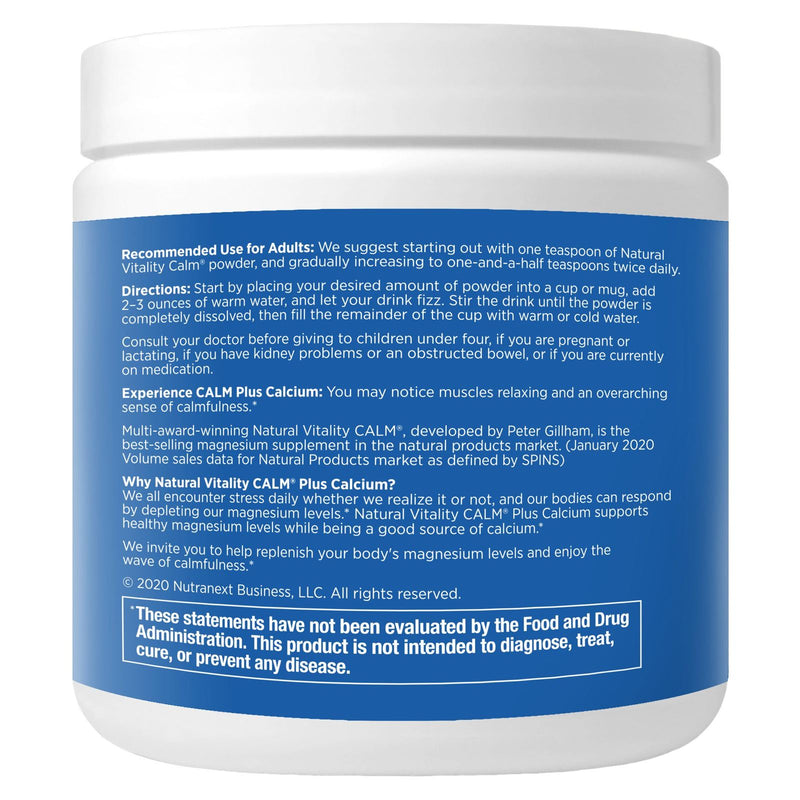 Natural Vitality Calm Magnesium Plus Calcium Unflavored 8 oz - DailyVita
