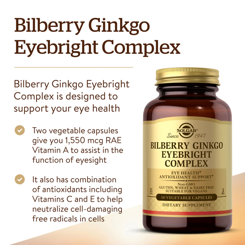 Solgar Bilberry Ginkgo Eyebright Complex 60 Vegetable Capsules - DailyVita