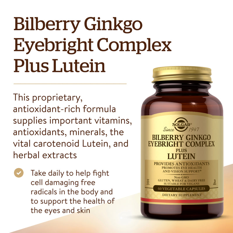 Solgar Bilberry Ginkgo Eyebright Complex Plus Lutein 60 Vegetable Capsules - DailyVita