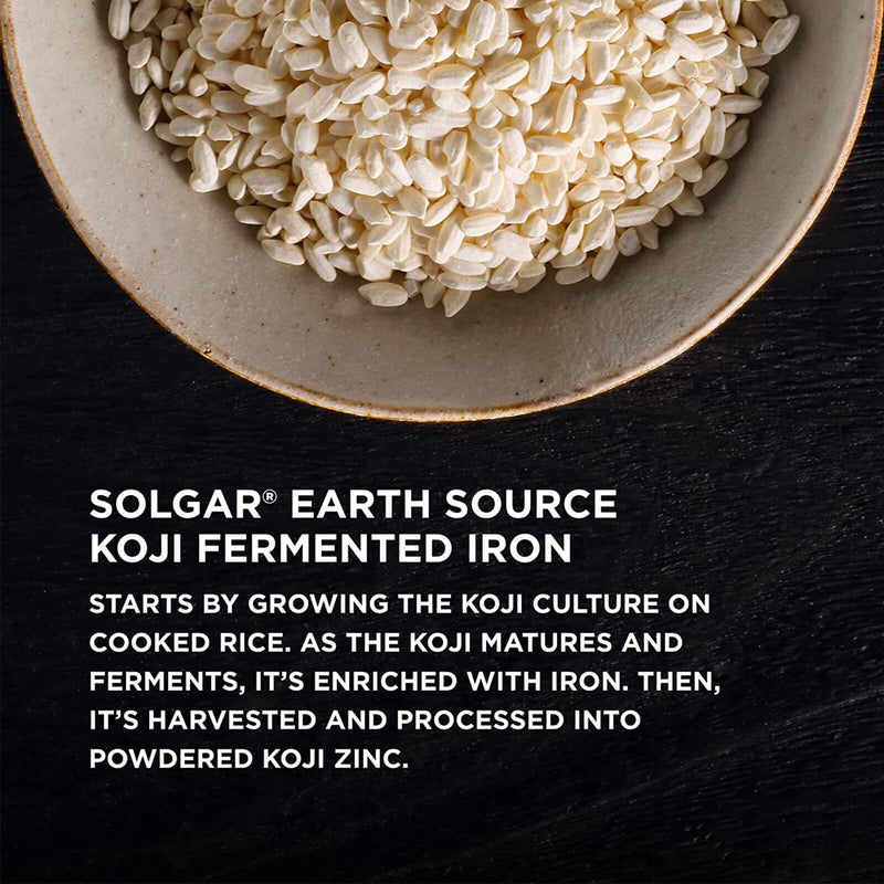 Solgar Earth Source Koji Fermented Iron 27 mg 60 Vegetable Capsules - DailyVita