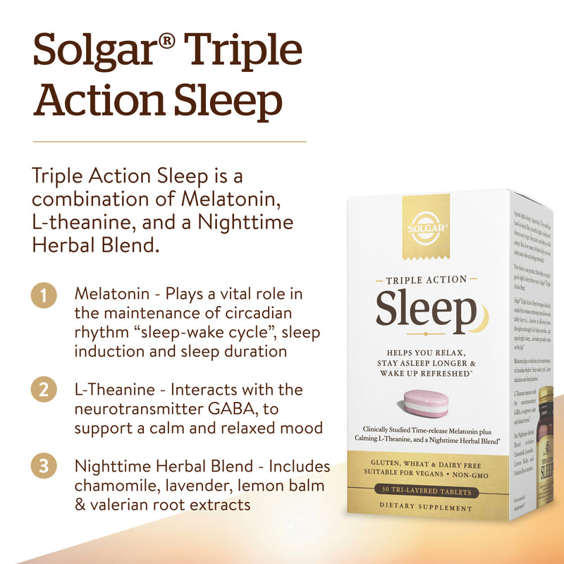 Solgar Triple Action Sleep Tri-Layer 30 Tablets - DailyVita