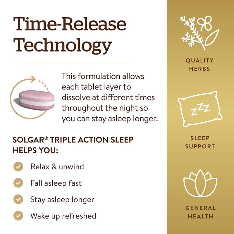 Solgar Triple Action Sleep Tri-Layer 60 Tablets - DailyVita