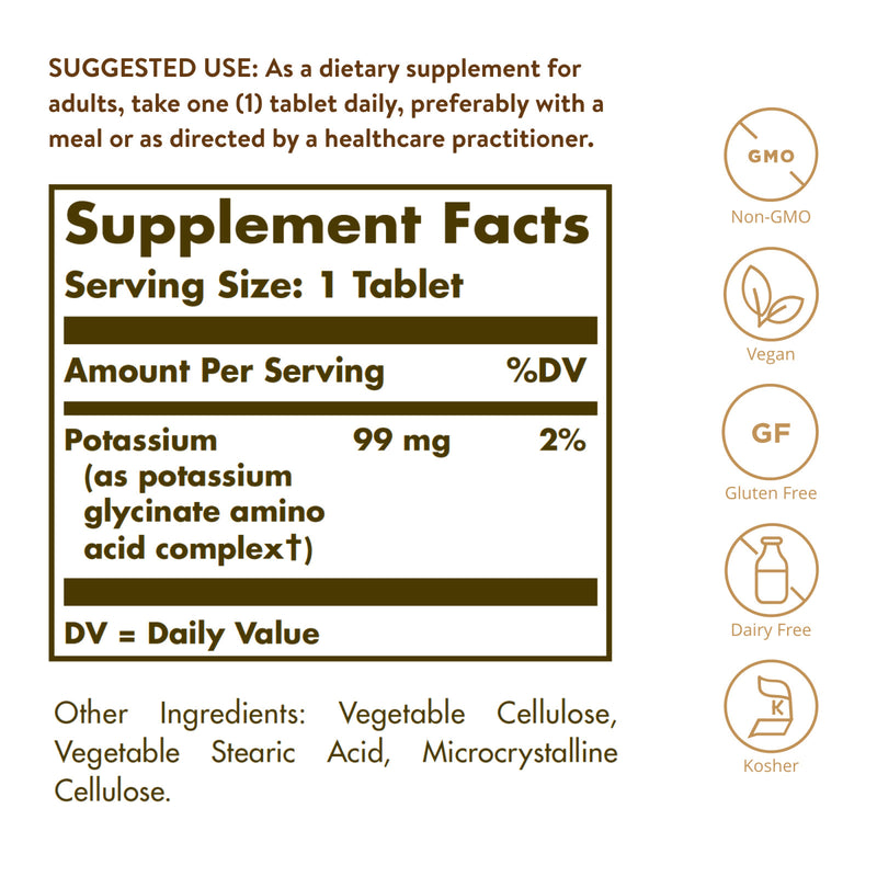 Solgar Potassium Amino Acid Complex 100 Tablets - DailyVita