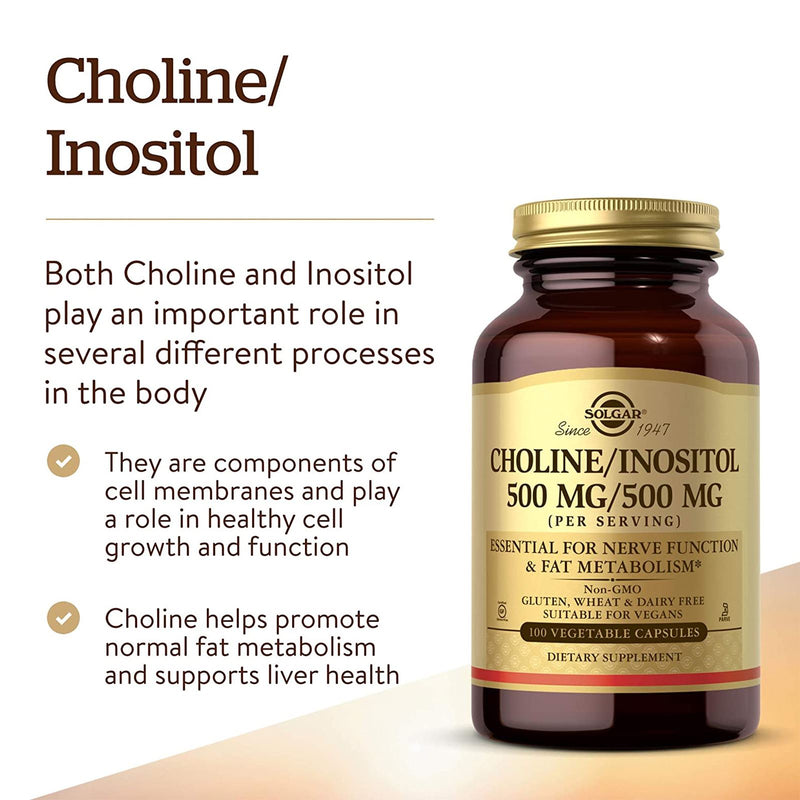 Solgar Choline/Inositol 500 mg 500 mg 100 Vegetable Capsules - DailyVita