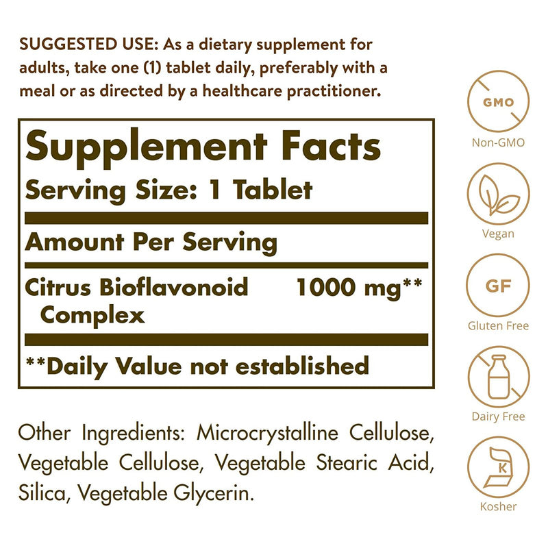 Solgar Citrus Bioflavonoid Complex 1000 mg 250 Tablets - DailyVita