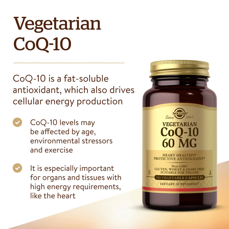 Solgar Vegetarian CoQ-10 60 mg 180 Vegetable Capsules - DailyVita