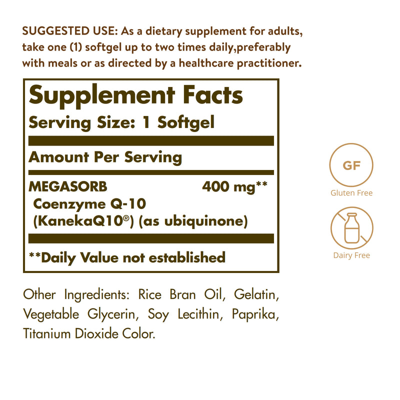 Solgar Megasorb CoQ-10 400 mg 60 Softgels - DailyVita