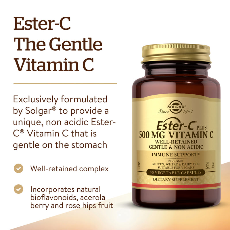 Solgar Ester-C Plus 500 mg Vitamin C (Ester-C Ascorbate Complex) 50 Vegetable Capsules - DailyVita