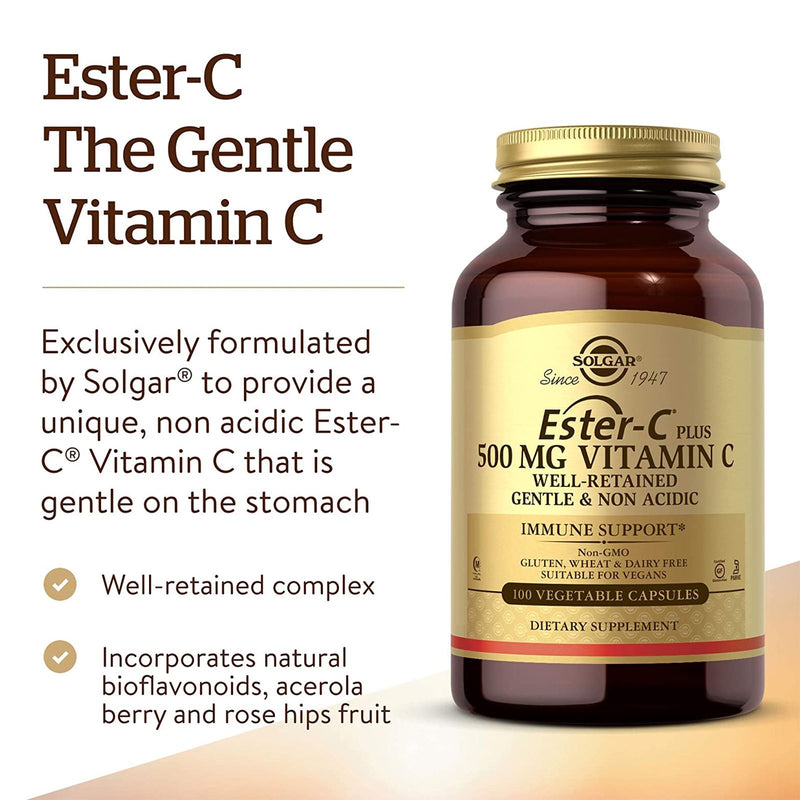 Solgar Ester-C Plus 500 mg Vitamin C (Ester-C Ascorbate Complex) 100 Vegetable Capsules - DailyVita