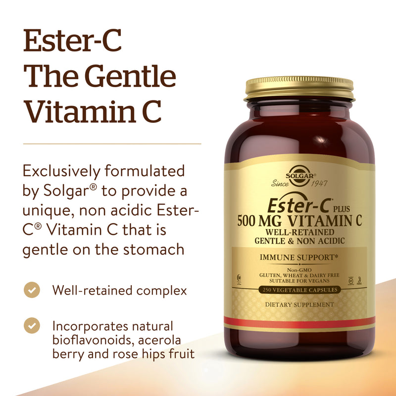 Solgar Ester-C Plus 500 mg Vitamin C (Ester-C Ascorbate Complex) 250 Vegetable Capsules - DailyVita