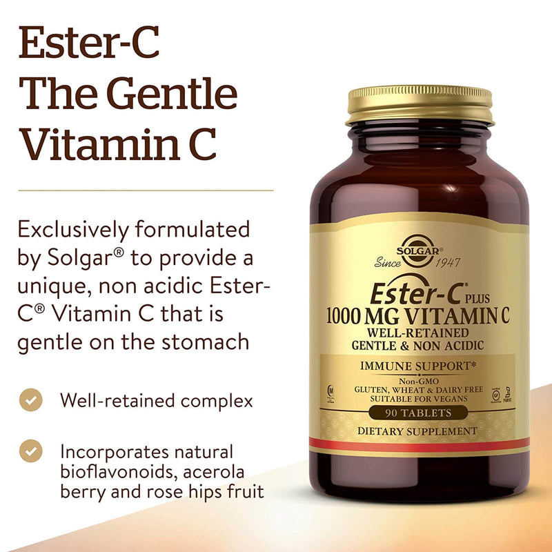 Solgar Ester-C Plus 1000 mg Vitamin C (Ester-C Ascorbate Complex) 90 Tablets - DailyVita