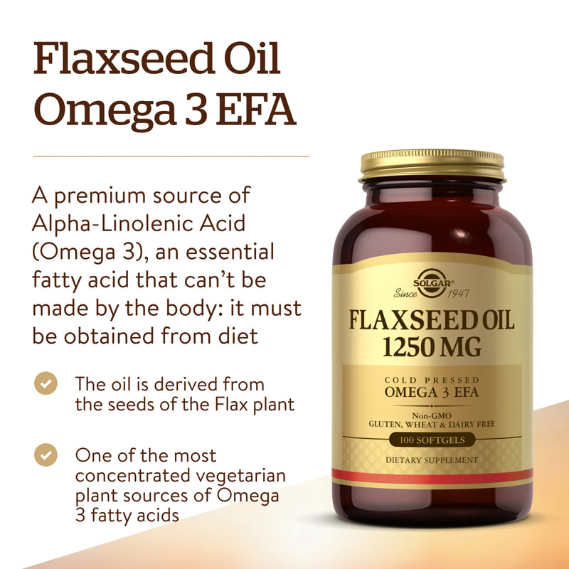 Solgar Flaxseed Oil 1250 mg 100 Softgels - DailyVita