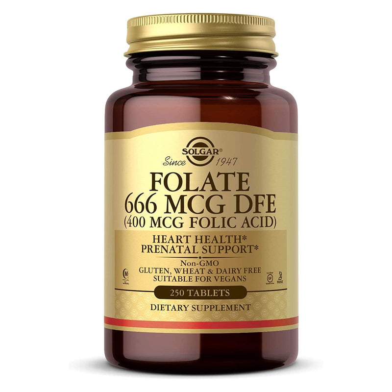 Solgar Folate 666 mcg DFE (FOLIC ACID 400 MCG) 250 Tablets - DailyVita