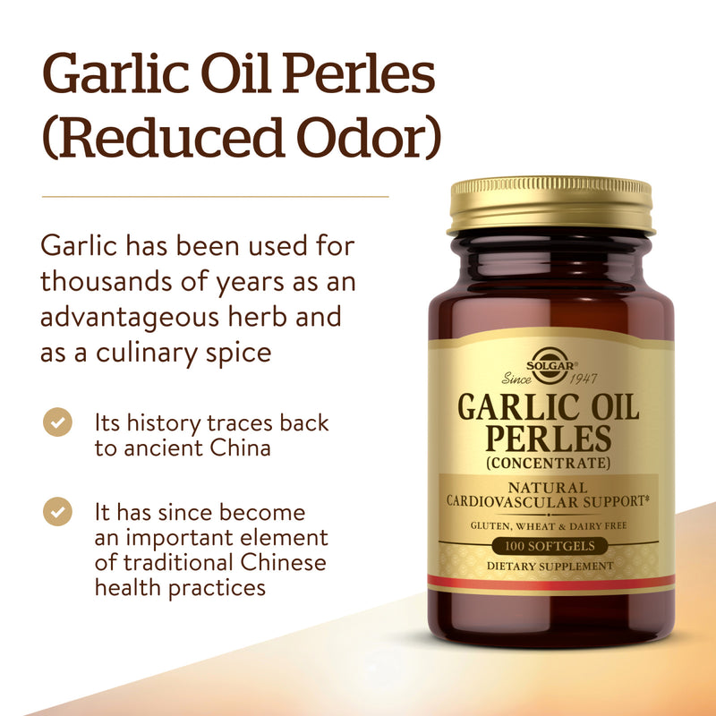 Solgar Garlic Oil Perles Softgels (Reduced Odor) 100 Softgels - DailyVita