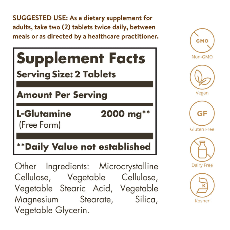 Solgar L-Glutamine 1000 mg 60 Tablets - DailyVita