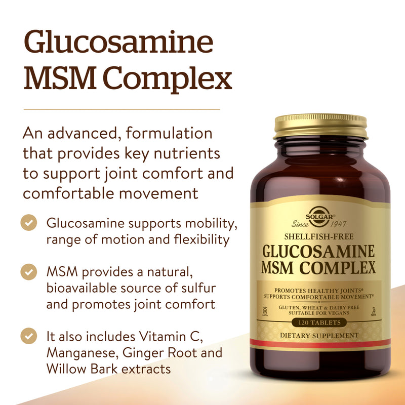 Solgar Glucosamine MSM Complex (Shellfish-Free) 120 Tablets - DailyVita
