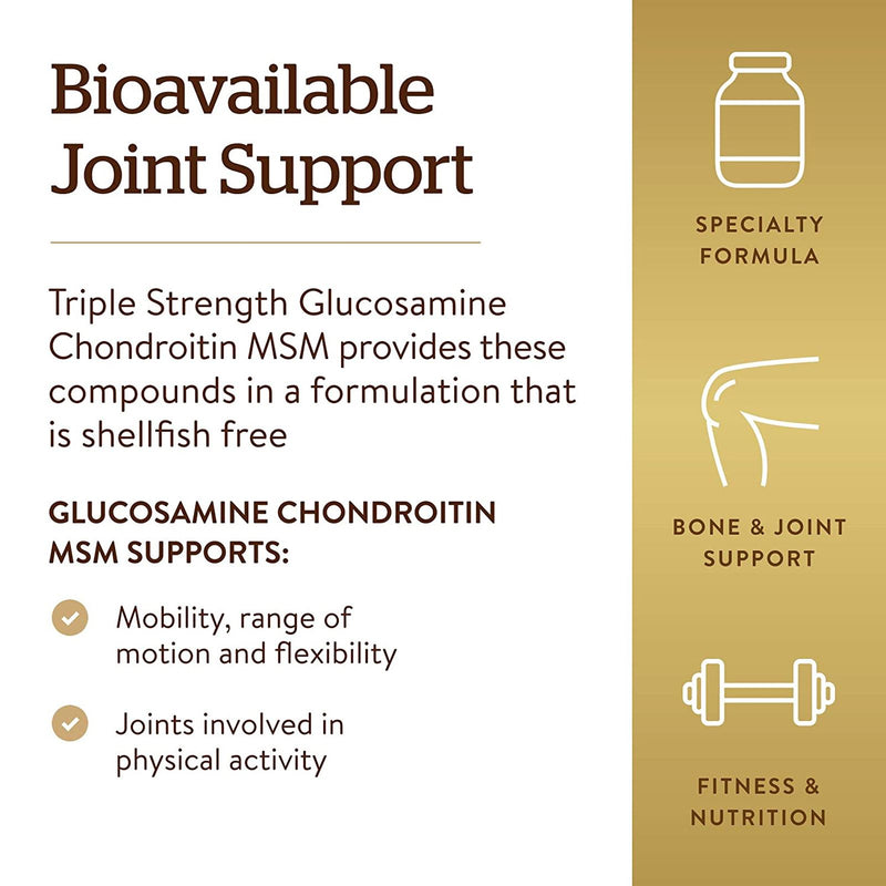 Solgar Triple Strength Glucosamine Chondroitin MSM (Shellfish-Free) 120 Tablets - DailyVita