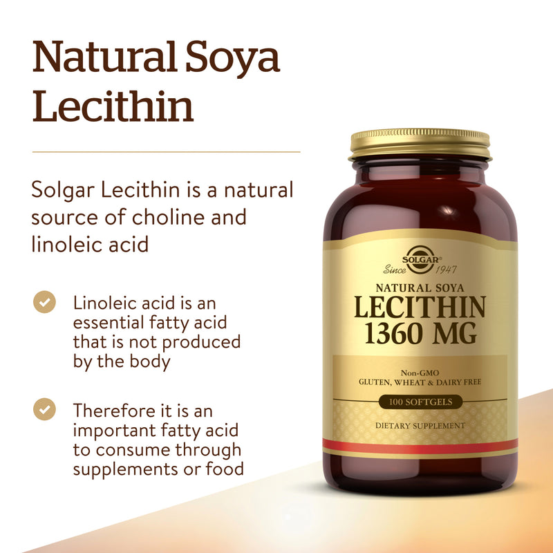Solgar Soya Lecithin 1360 mg 100 Softgels - DailyVita