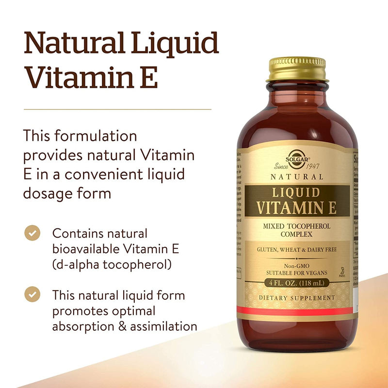 Solgar Liquid Vitamin E (without dropper) 4 fl oz - DailyVita